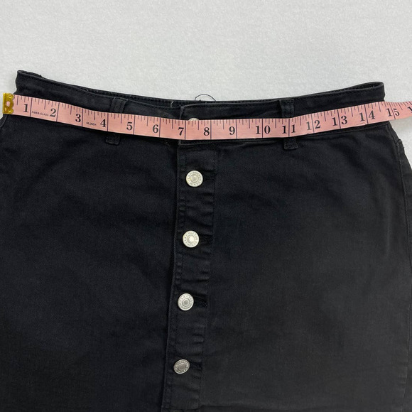 Pacsun Black Button‎ Down Distressed Denim Skirt Size 28 - Picture 3 of 7